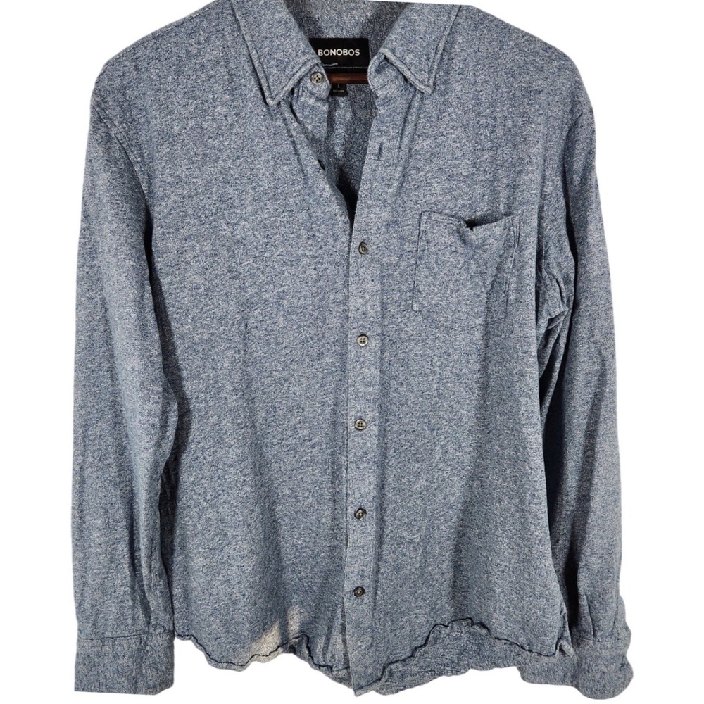 Bonobos Mens Blue Everyday Lightweight Flannel Button Down Standard Fit Size L